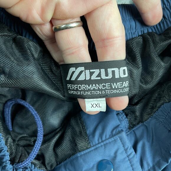 MIZUNO Lined Track Pants Mens XXL Blue Zip Ankle Vented Drawstring Pockets - Picture 3 of 12